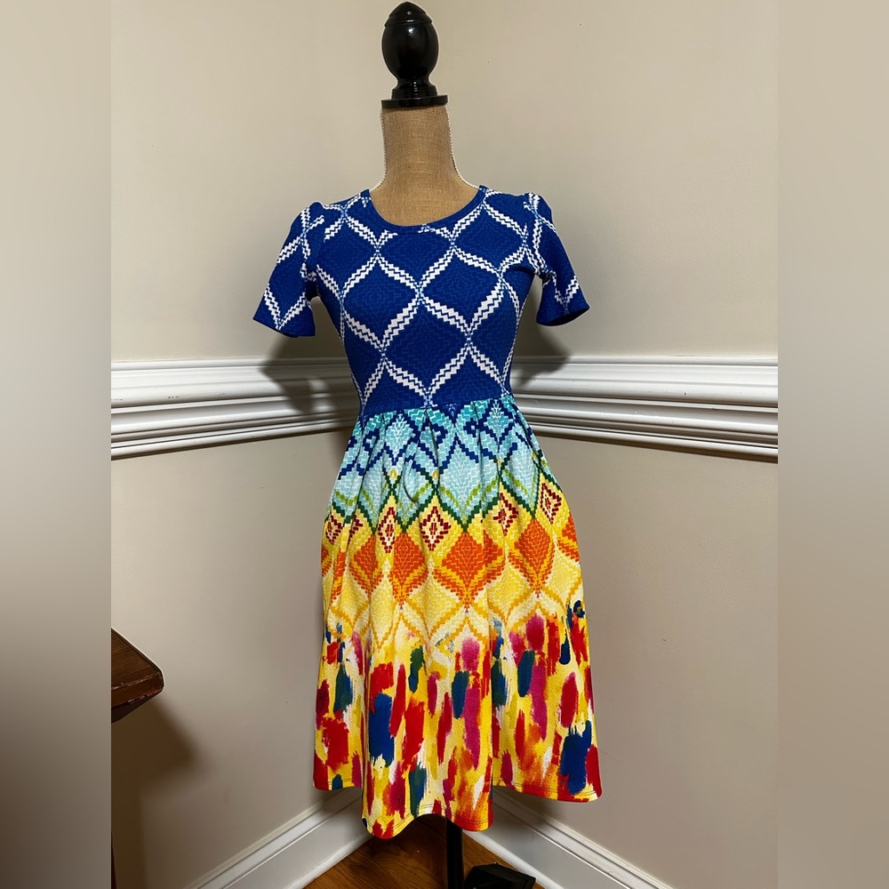 LulaRoe Amelia colorful dress Size XS